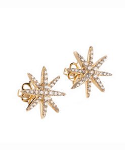 حلق ( زوج ) من مجموعة ڤيرانو ذهب اصغر عيار ١٨ مع حجر الزكون Verano studs  18 carat yellow gold handcrafted with zircons